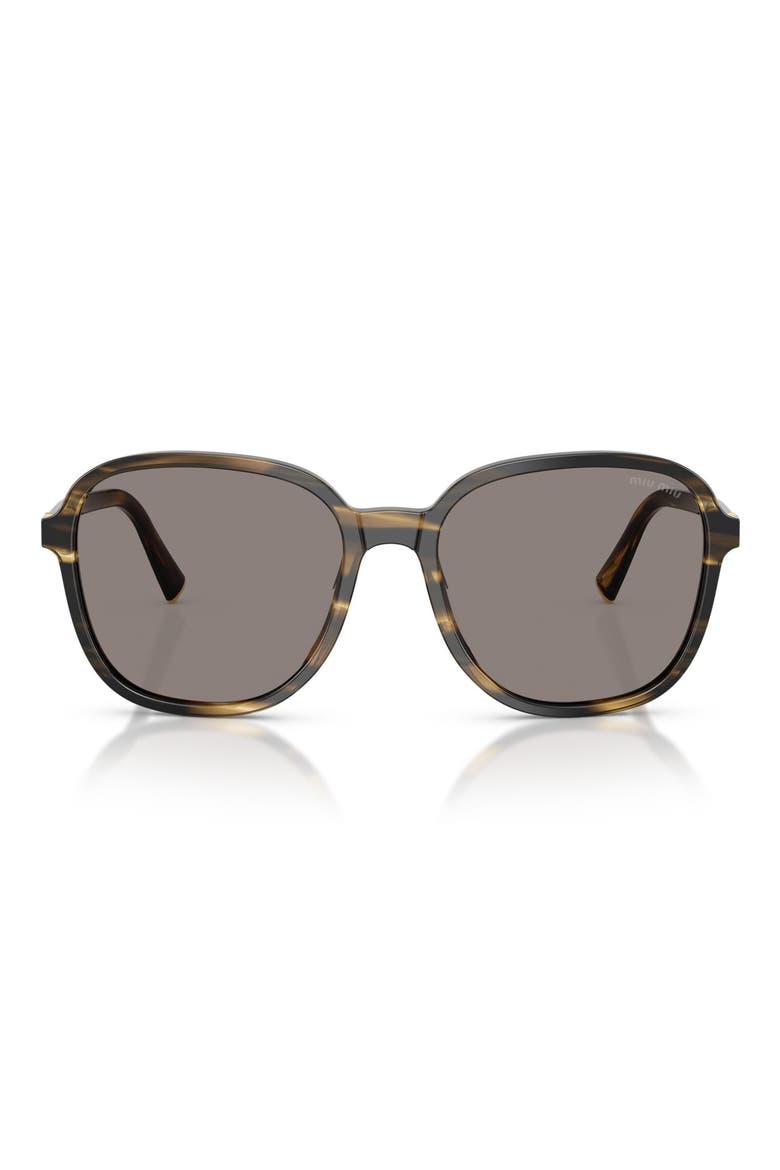 58mm Polarized Pillow Sunglasses, Main, color, STRIPED LODEN / DARK GREY