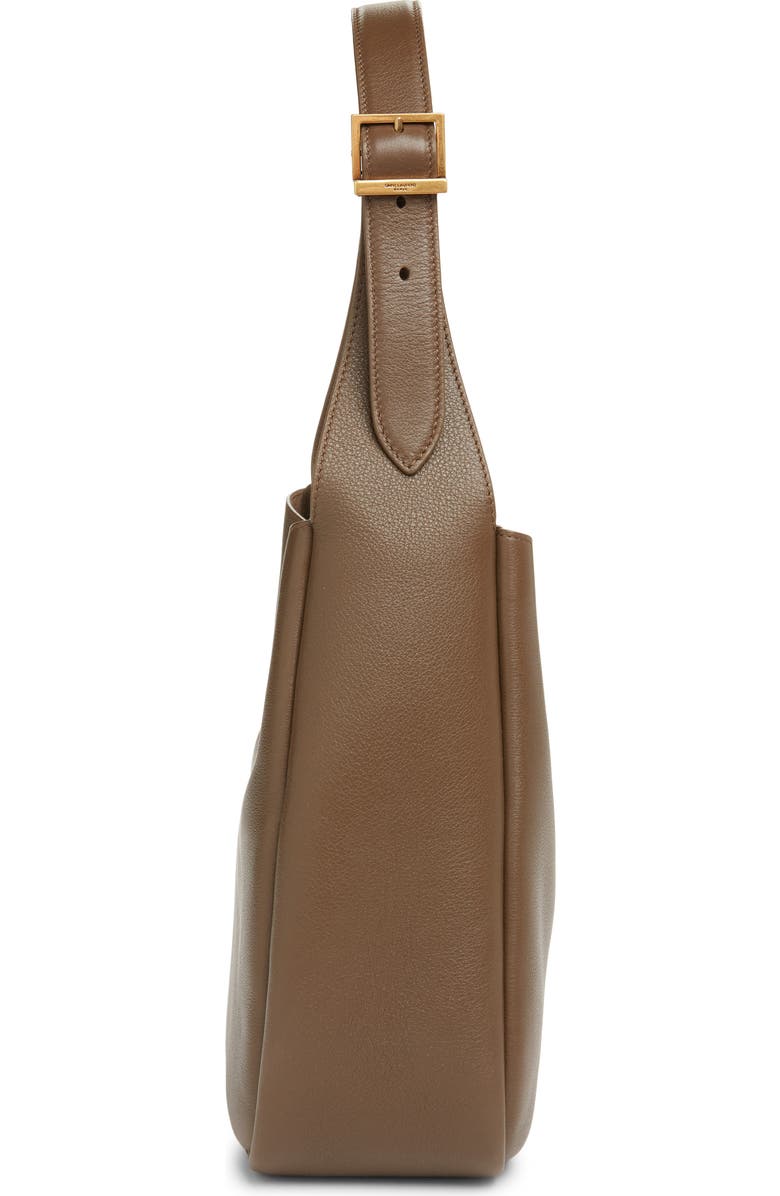 Saint Laurent Small Le 5 à 7 Leather Hobo, Alternate, color, Pecan Brown