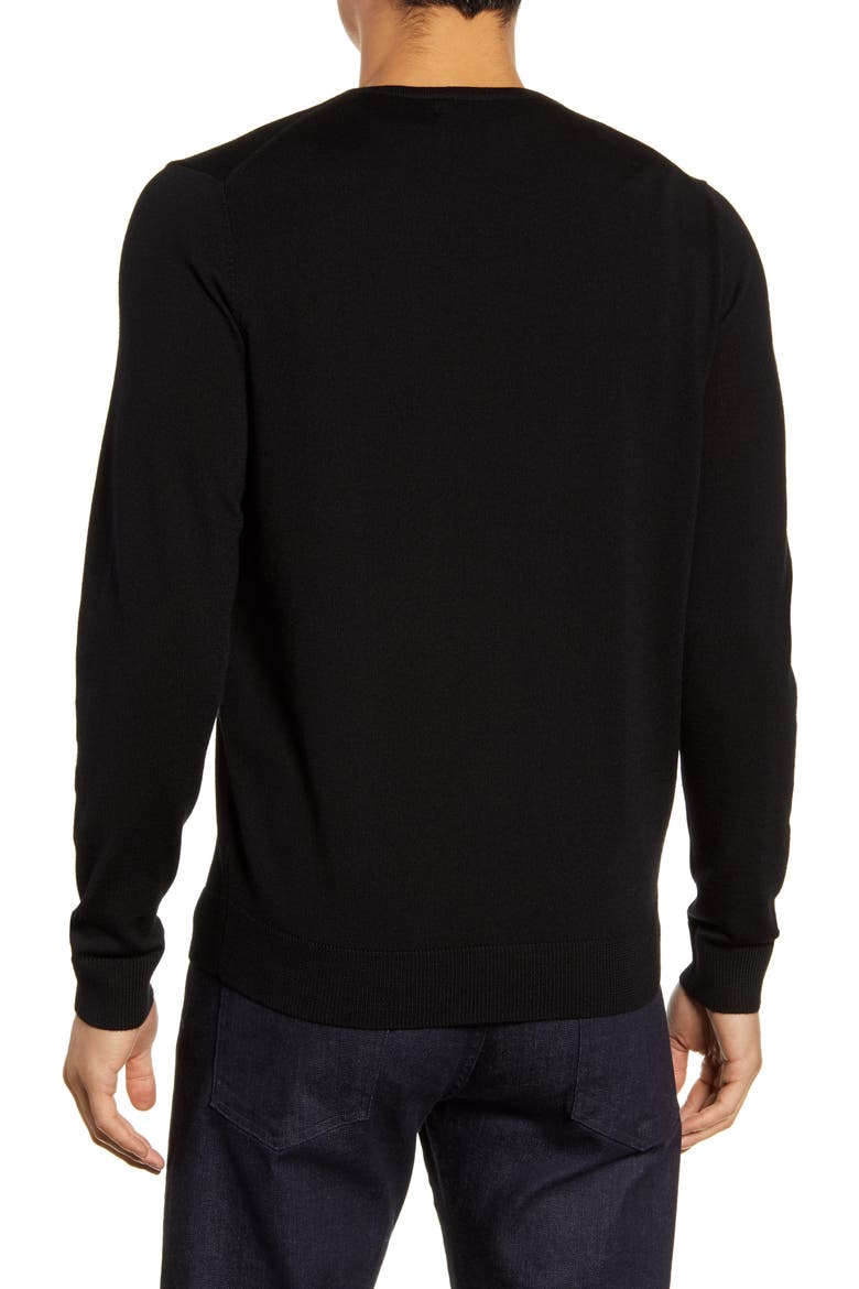 V-Neck Merino Wool Sweater, Alternate, color, BLACK CAVIAR