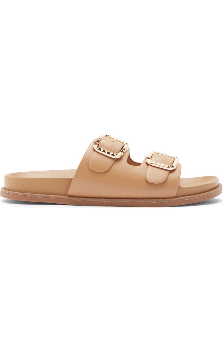 TOP MODA Sailor Double Strap Slide Sandal, Alternate, color, Camel