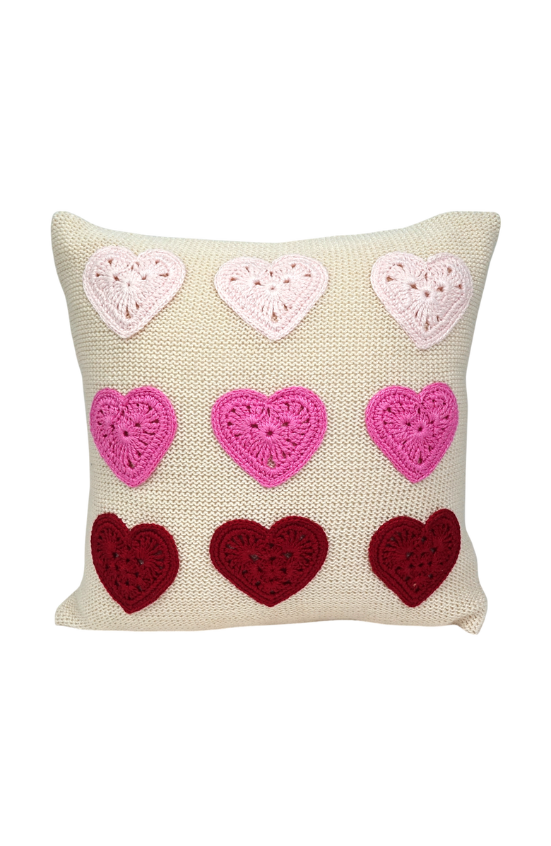 Melange Collection 10" Valentine Heart Pillow, Main, color, Ivory, Pink And Red