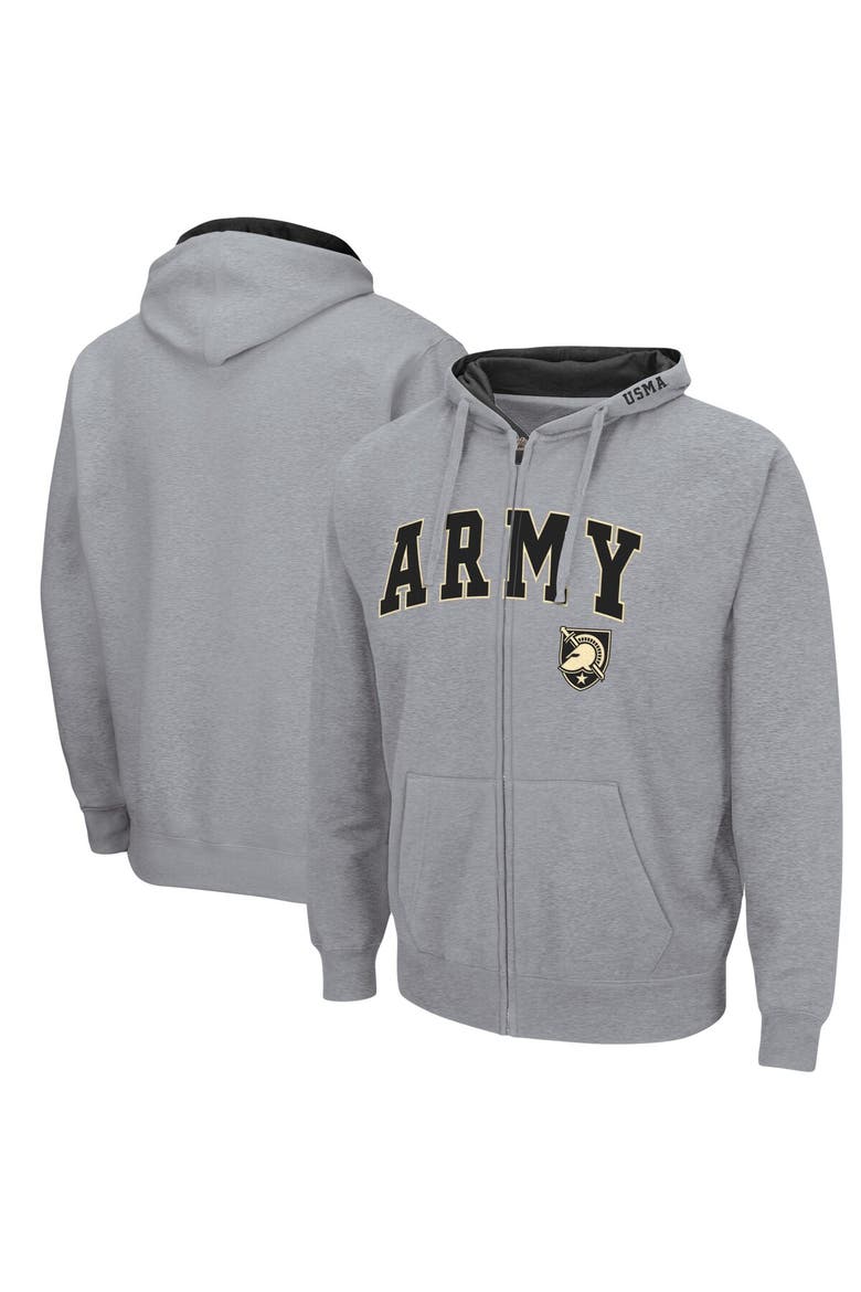 Men's Colosseum Heathered Gray Army Black Knights Arch & Logo 3.0 Full-Zip Hoodie, Alternate, color, Heather Gray