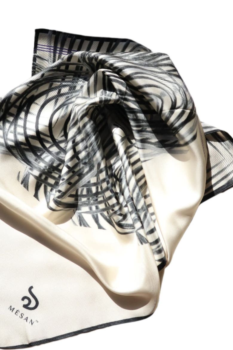 Mesan Organic Square Mulberry Silk Scarf, Alternate, color, Black and Neutrals