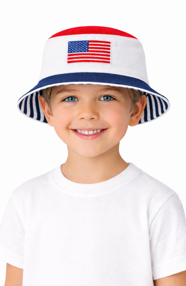 Bits & Bows American Flag Bucket Hat, Alternate, color, Red/White/Blue