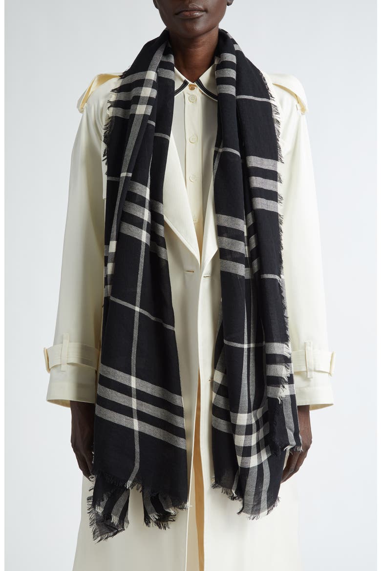 Giant Check Wool Scarf, Alternate, color, BLACK/ CALICO IP CHK