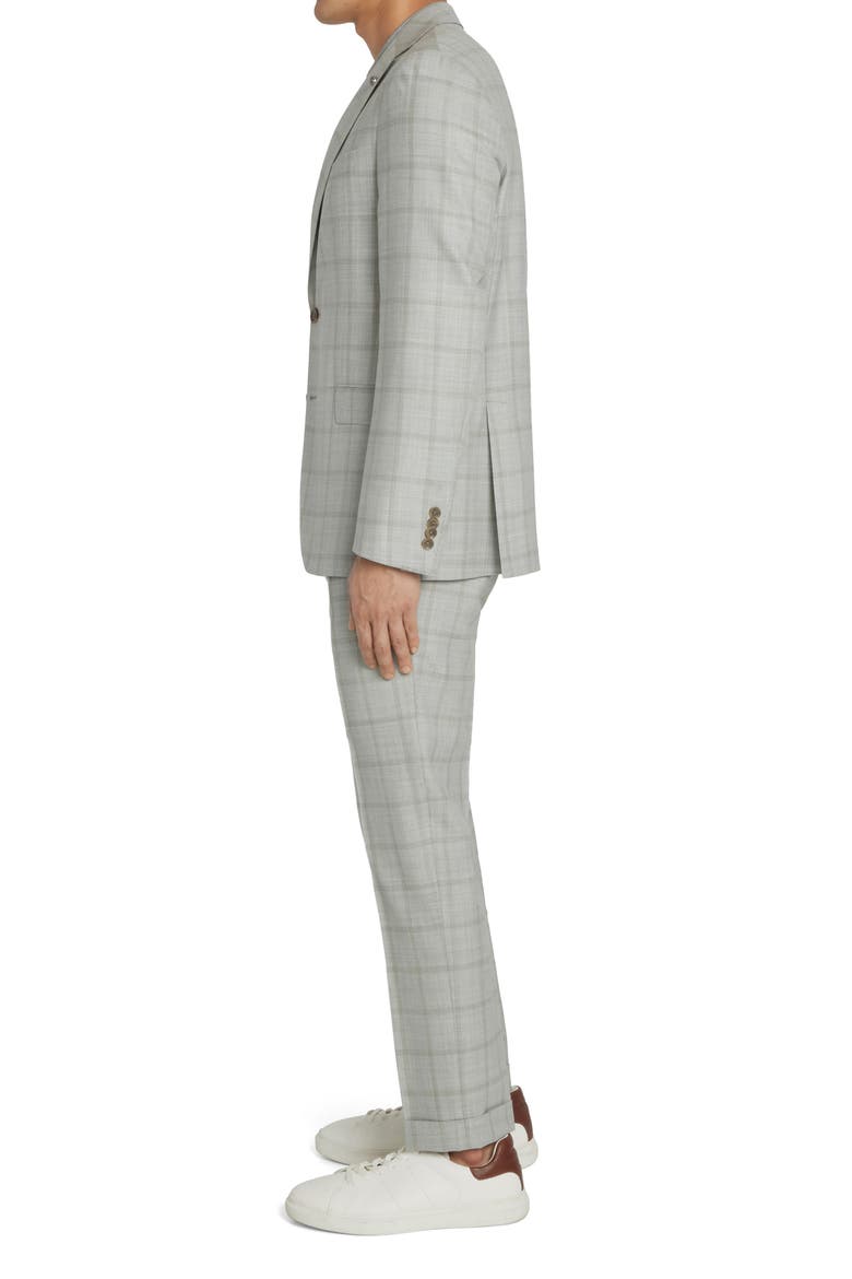 McAllen Unconstructed Plaid Wool Suit, Alternate, color, GREY