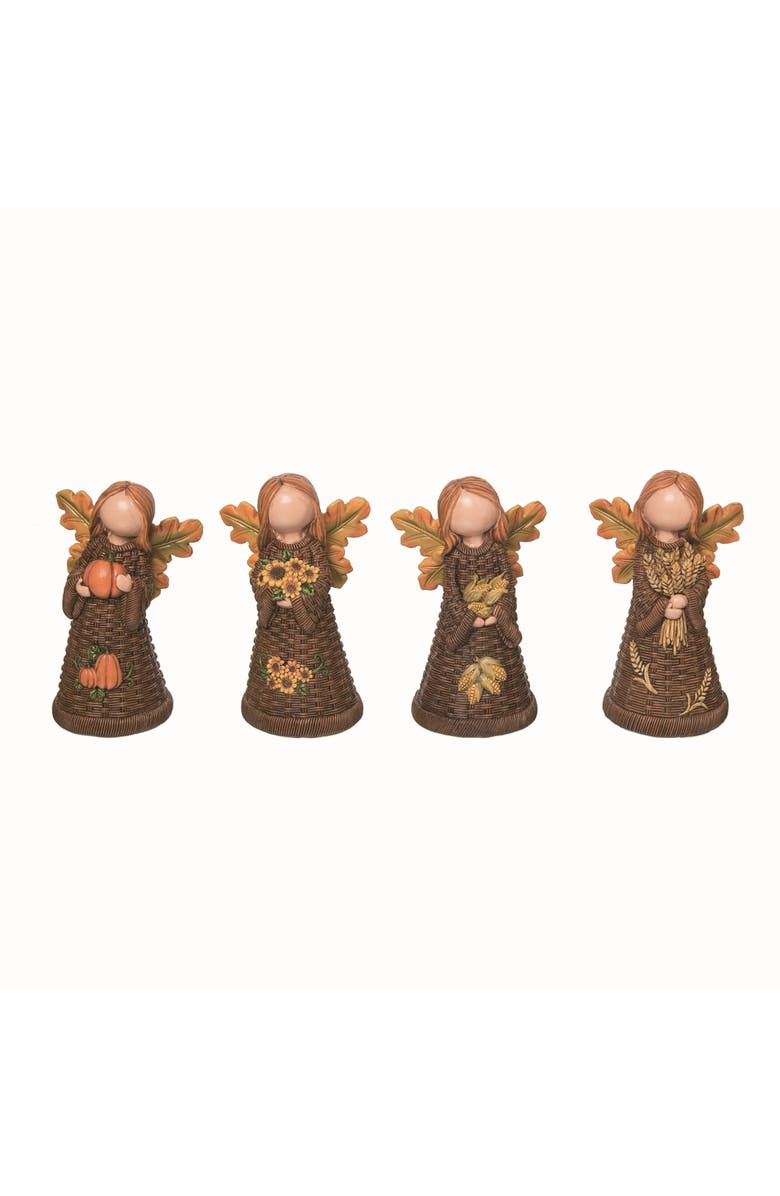Transpac Resin Multicolor Autumn Angel Figurine Set of Four, Main, color, Multi