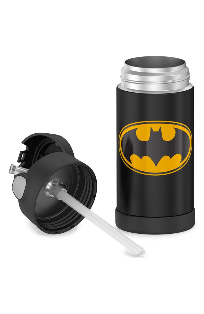 THERMOS 12-Ounce Stainless Steel Vacuum Insulated Straw Bottle, Alternate, color, Black/Batman