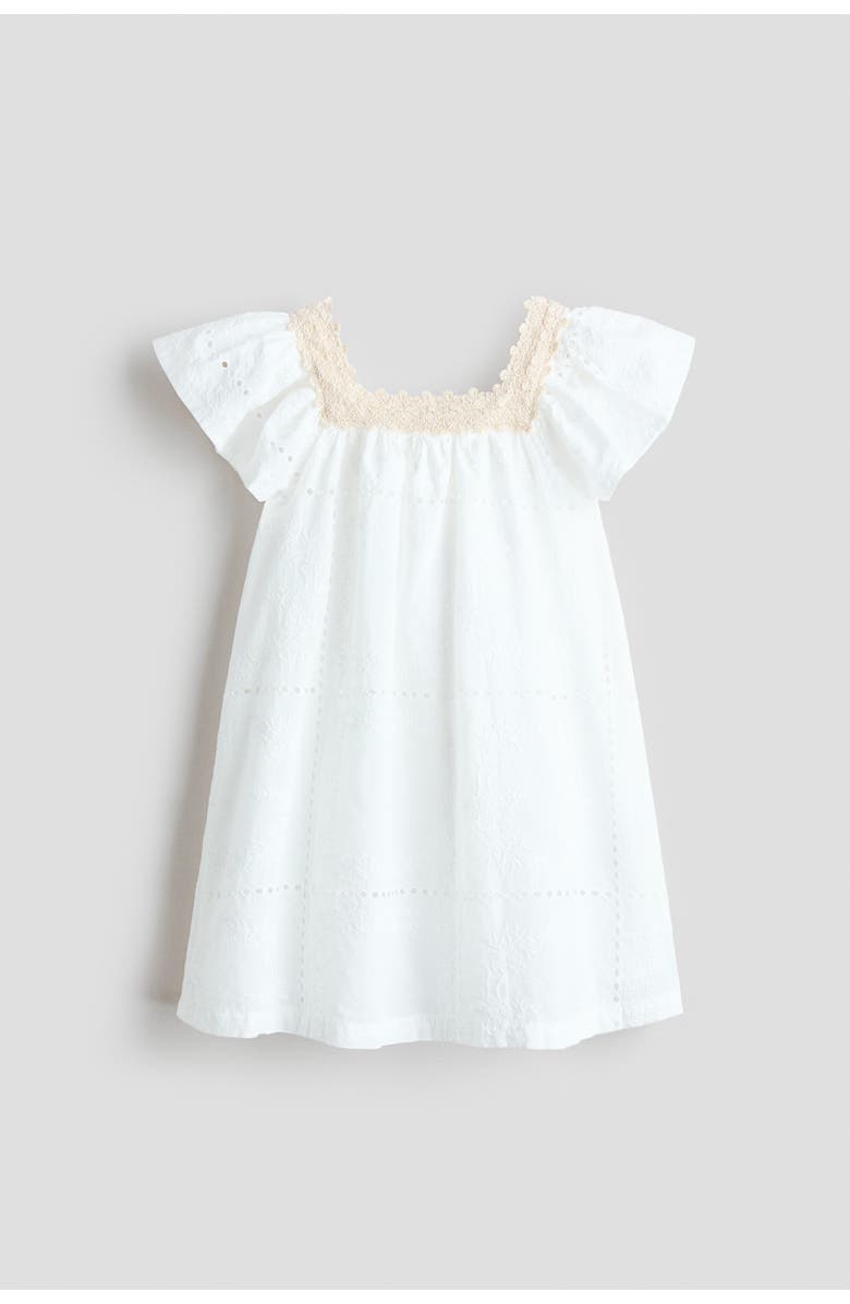 H&M Broderie Anglaise Dress, Main, color, White