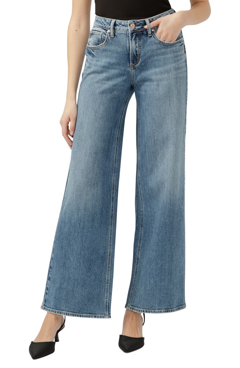Silver Jeans Co. Suki Curvy Mid Rise Wide Leg Jeans, Main, color,
