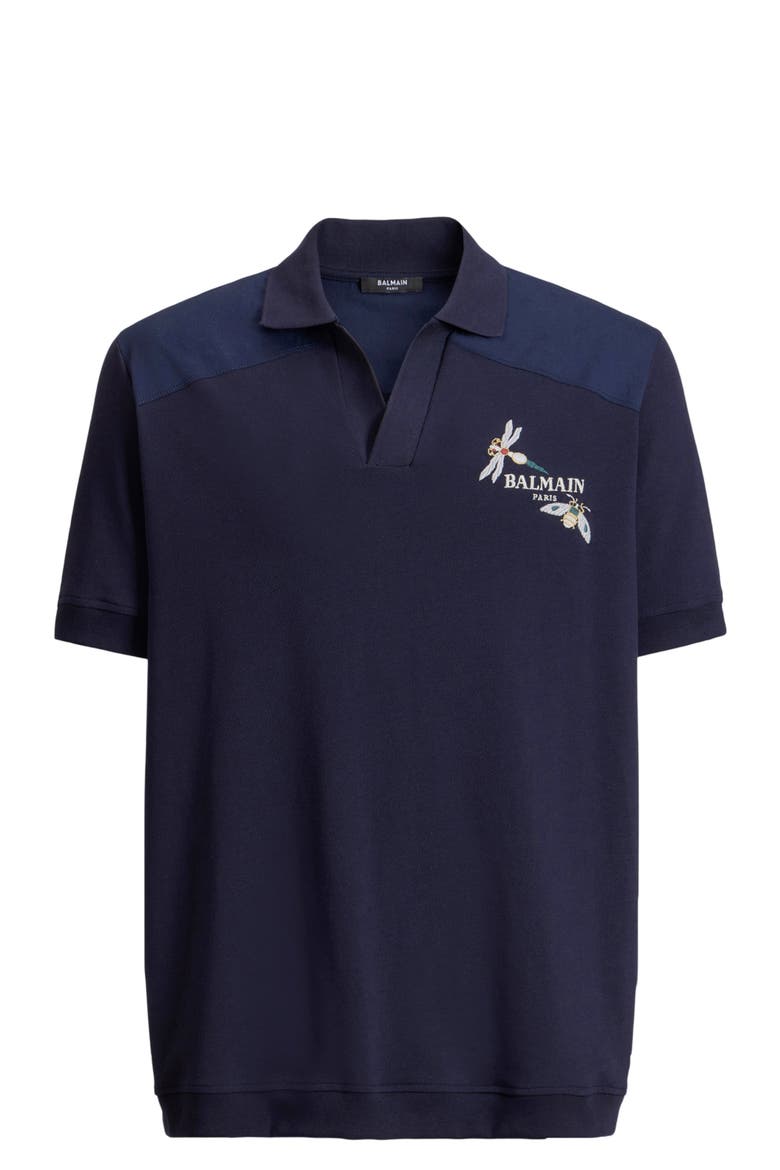 Embroidered Balmain Insect polo, Alternate, color, blue