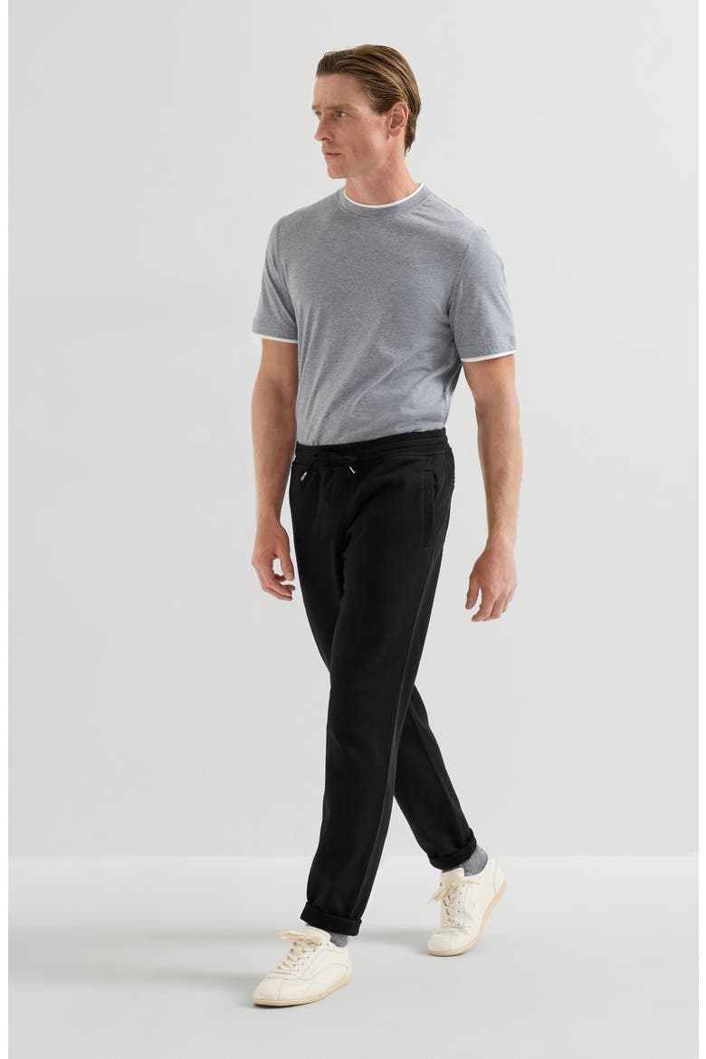 Techno cotton French terry trousers, Alternate, color, Black