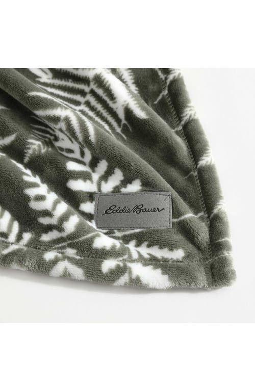 Eddie Bauer Fern Garden Plush Throw Blanket In Green
