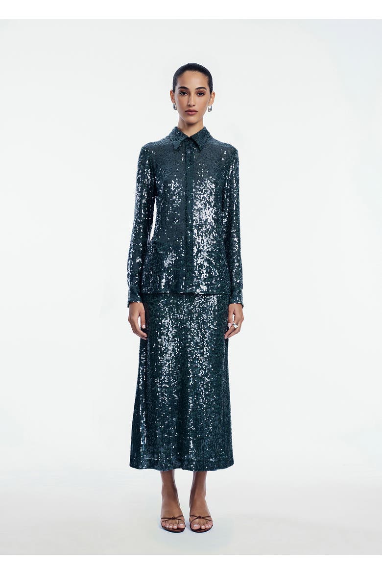 Sequin Skirt, Alternate, color, Sage