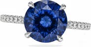 ALLUREZ Round Lab Blue Sapphire & Diamond Solitaire Ring 14K