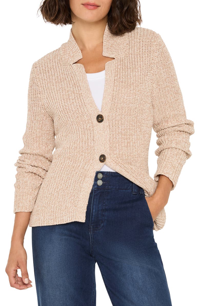 NIC+ZOE Shaker Stitch Cady Sweater Jacket, Main, color, Neutral Mix
