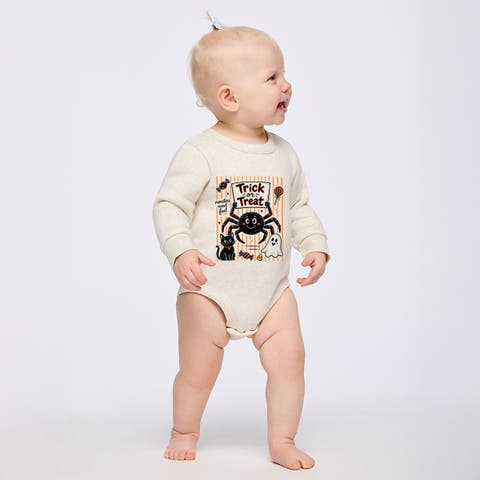 Trick or Treat Spider Stripes Infant Fleece BodySuit