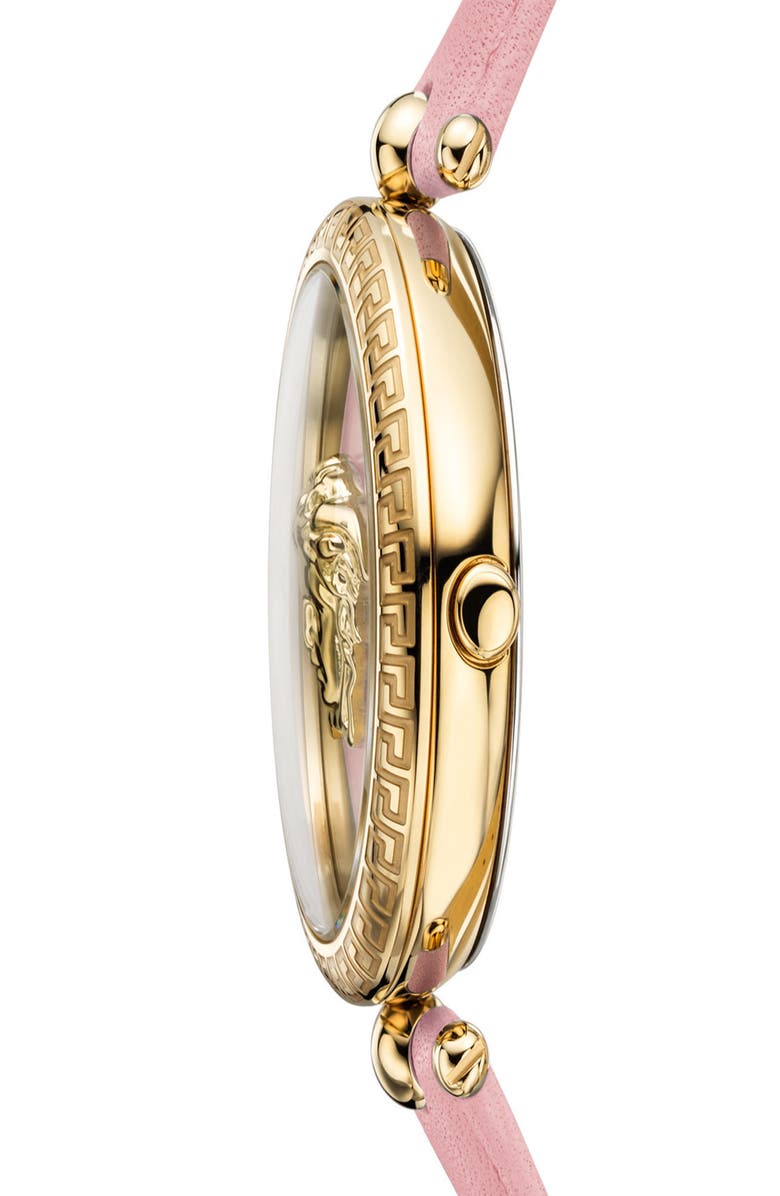 Versace Palazzo Empire Leather Strap Watch, 34mm, Alternate, color, 