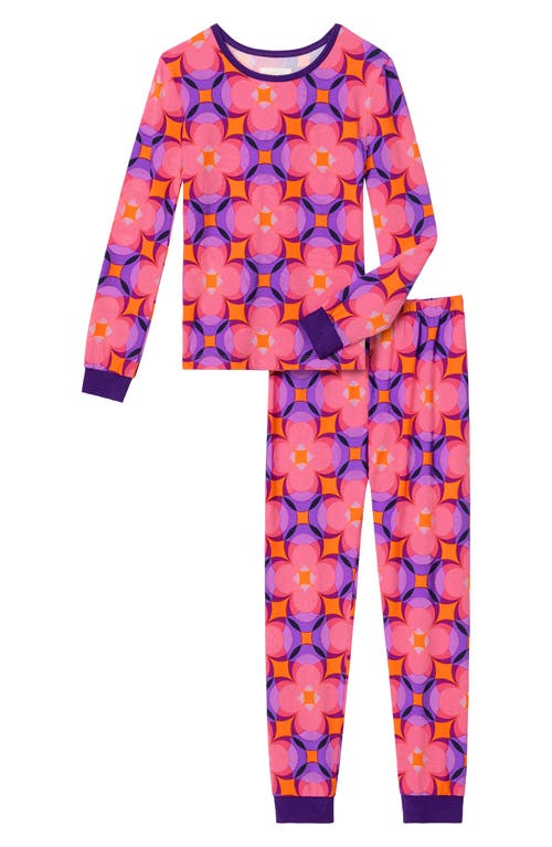 BedHead Pajamas x Trina Turk Kids' Print Fitted Two-Piece Pajamas in Space Cat 