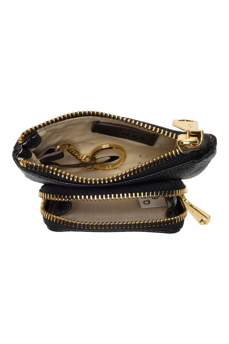 Zoe Earbud Leather Wallet, Alternate, color, BLACK