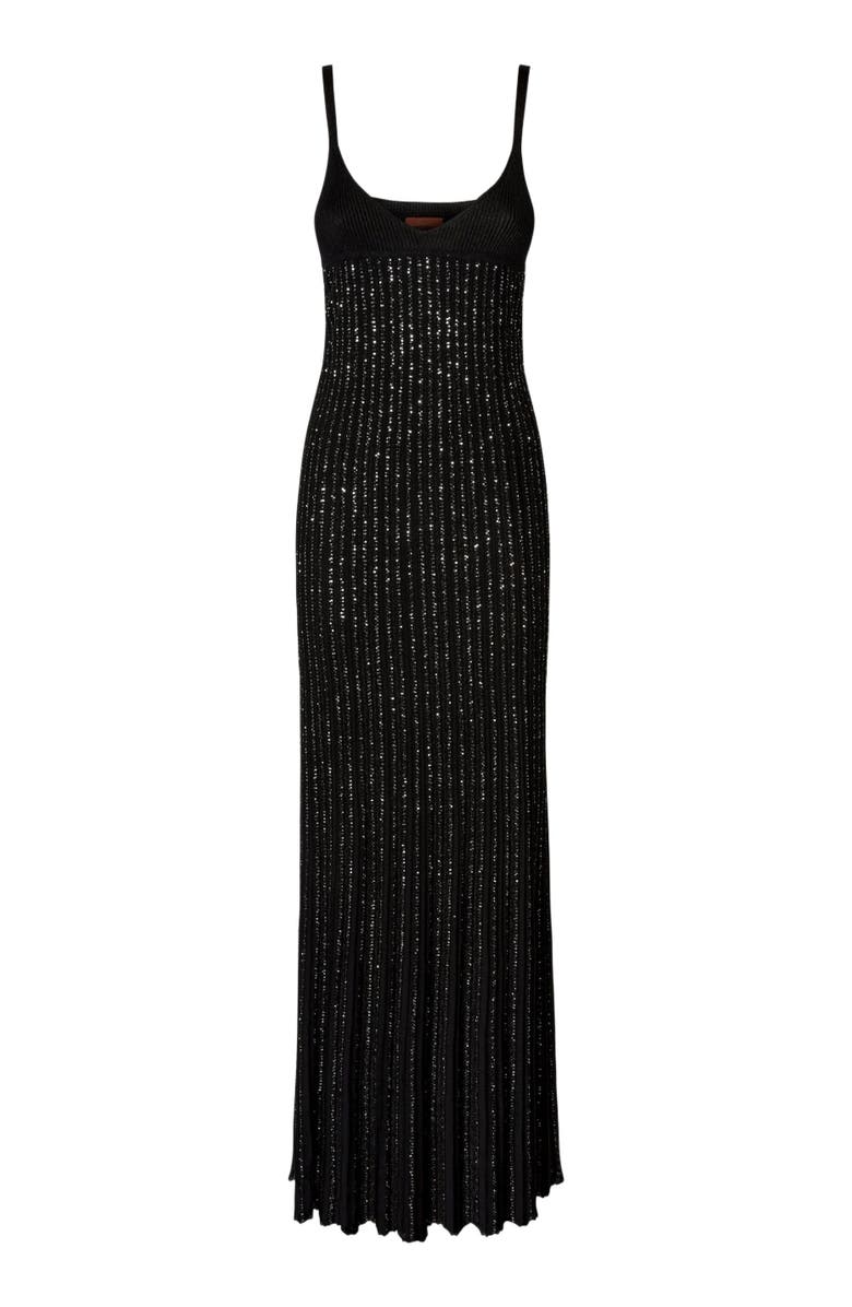 Missoni Sleeveless Mixed Viscose Lamé Gown With Sequins, Alternate, color, Black