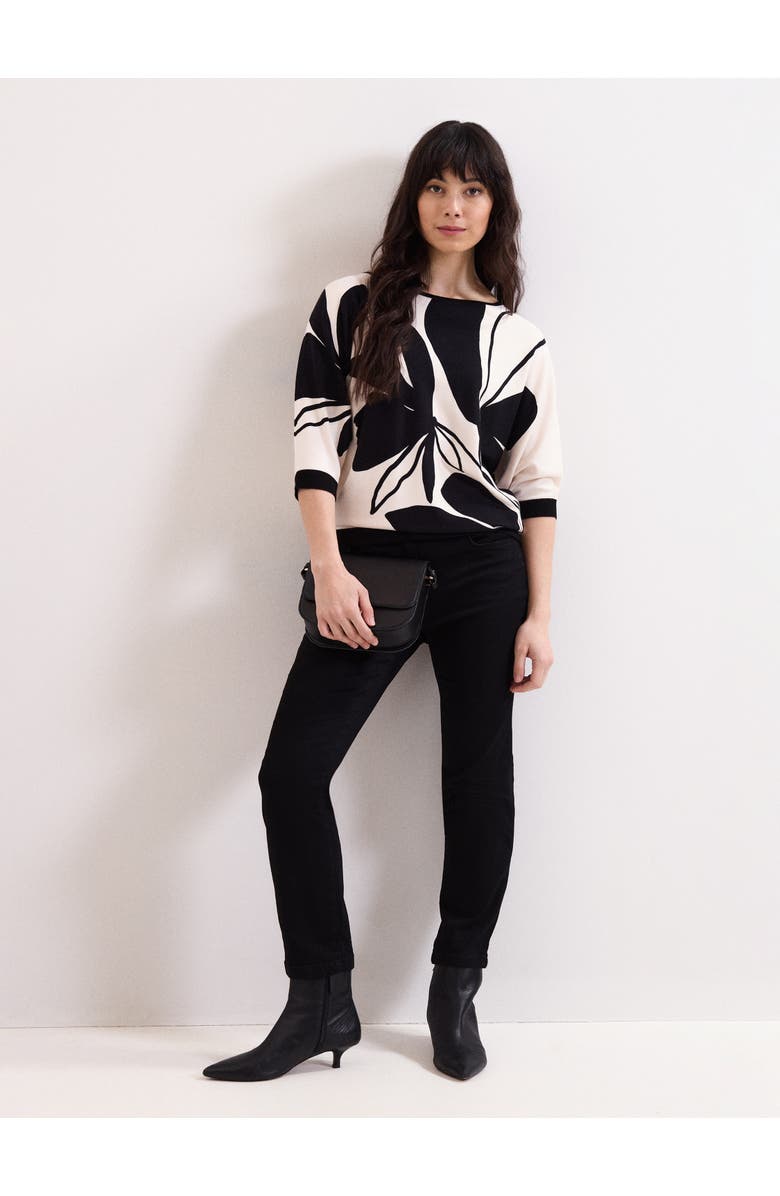 Phase Eight Printed Round Neck Knit Faith Jumper, Alternate, color, Black/Ivory