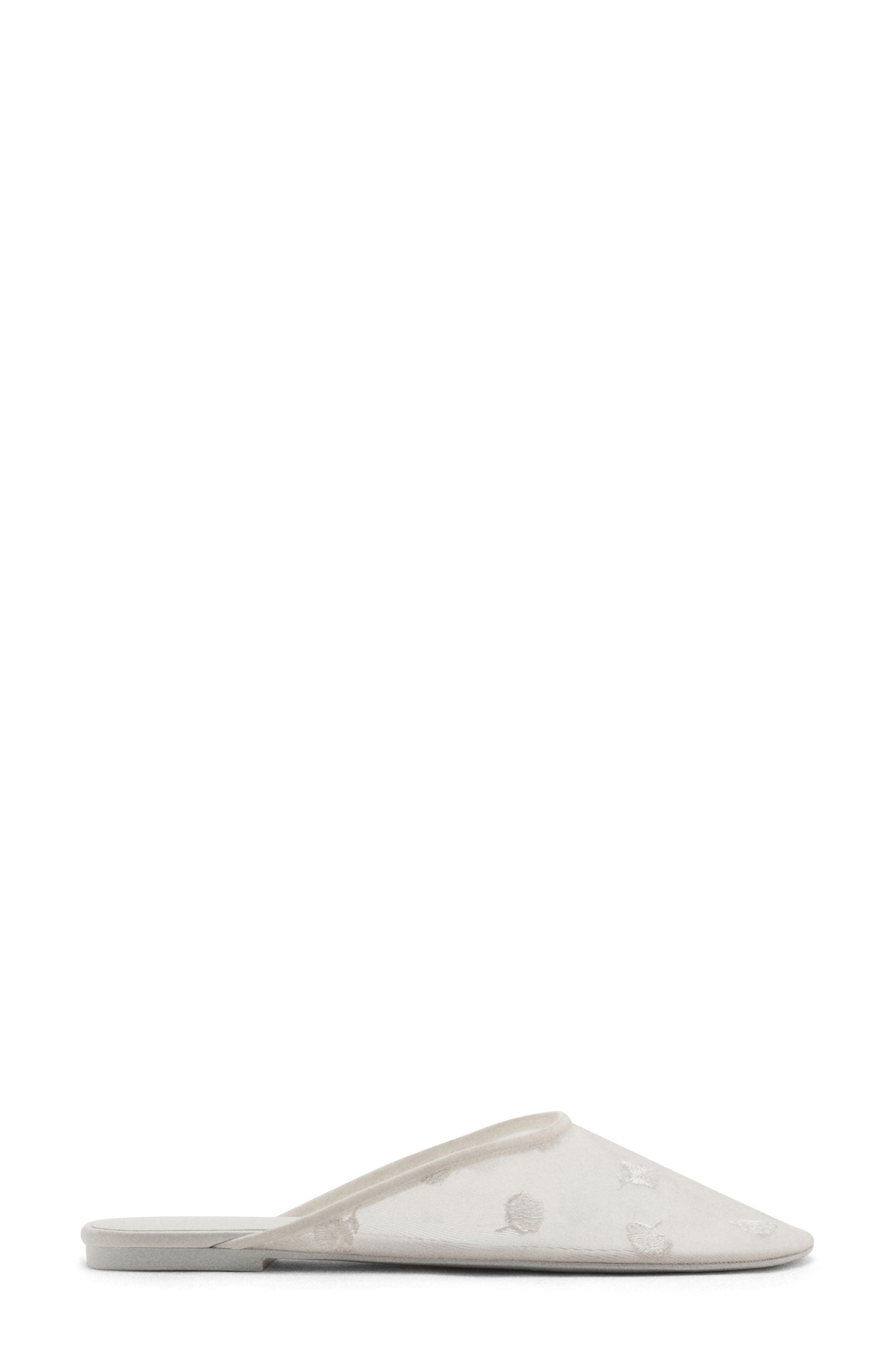 MANGO Embroidered Mesh Mule, Alternate, color, White