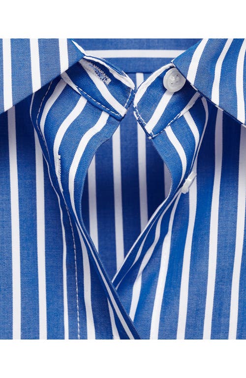 Mango Stripe Cotton Button-up Shirt In Petrol Blue