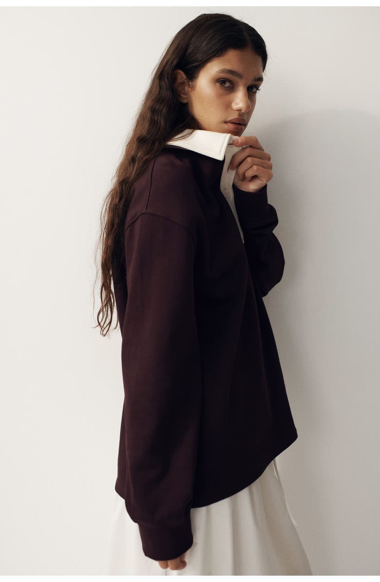 H&M Oversized Rugby Shirt, Alternate, color, Plum Purple