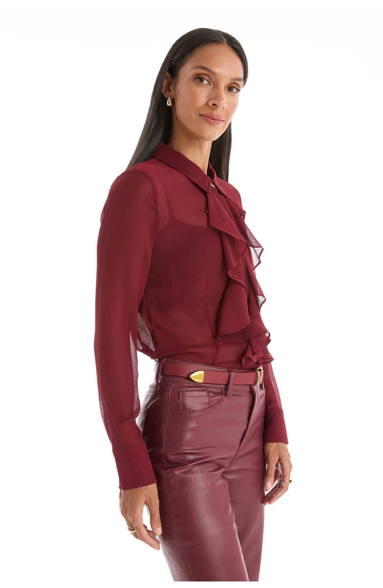 The Noli Shop Georgia Semi-Sheer Blouse, Alternate, color, Burgundy