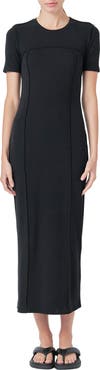 Grey Lab Short Sleeve Back Cutout Ribbed Maxi Dress