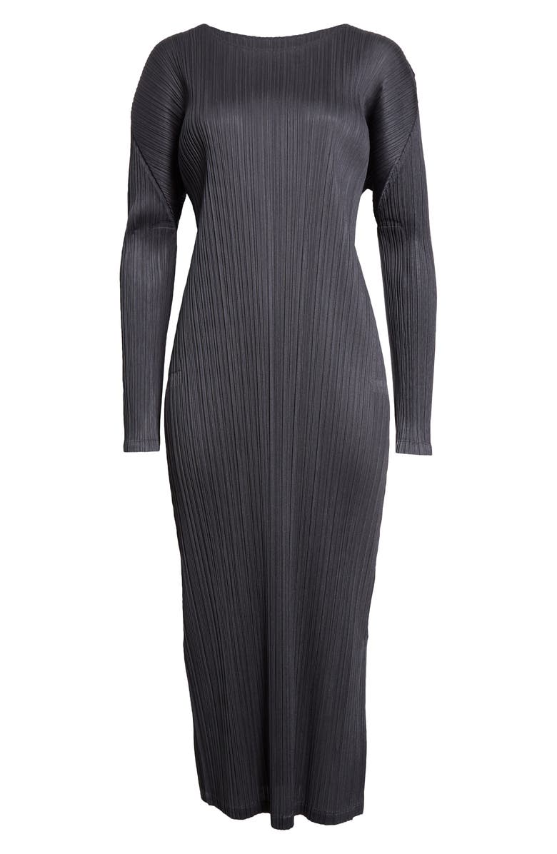 Pleats Please Issey Miyake Monthly Colors December Pleated Long Sleeve Midi Dress, Alternate, color, 