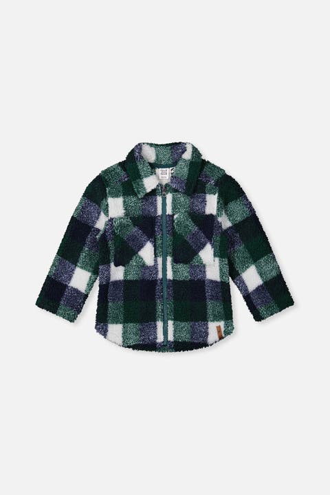 Zipped Fleece Check Chest Pocket Overshirt