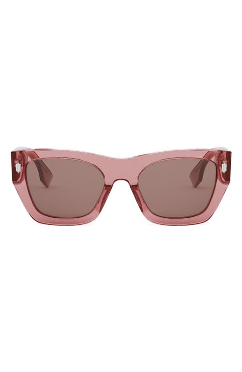 Fendi ' Roma 63mm Rectangular Sunglasses In Shiny Pink/bordeaux