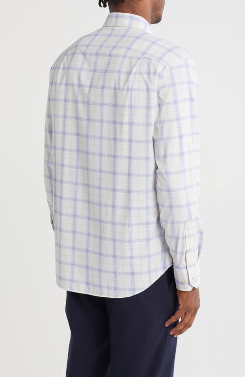 David Donahue Plaid Performance Sport Shirt In White