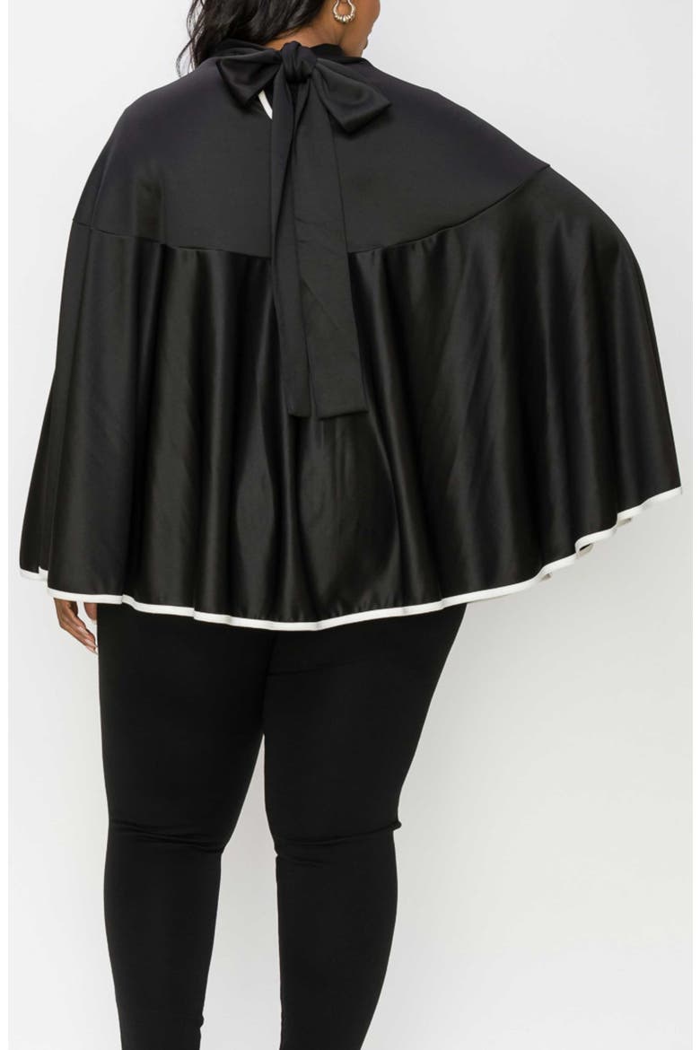 Kadra Ribbon Detail Cape, Alternate, color, BLACK