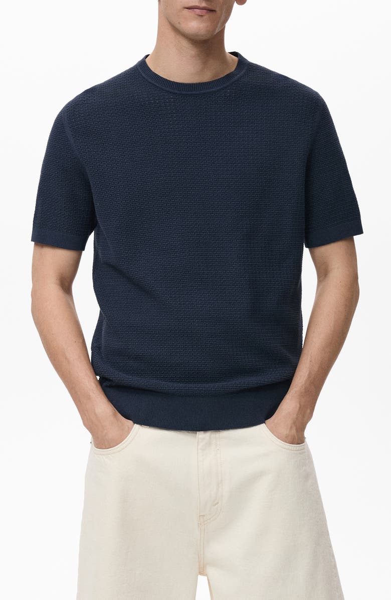 MANGO Pointelle Stitch Cotton Knit T-Shirt, Main, color,