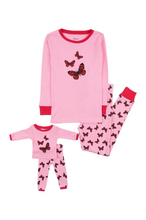 Girls Cotton Print Pajamas with Matching Doll Pair