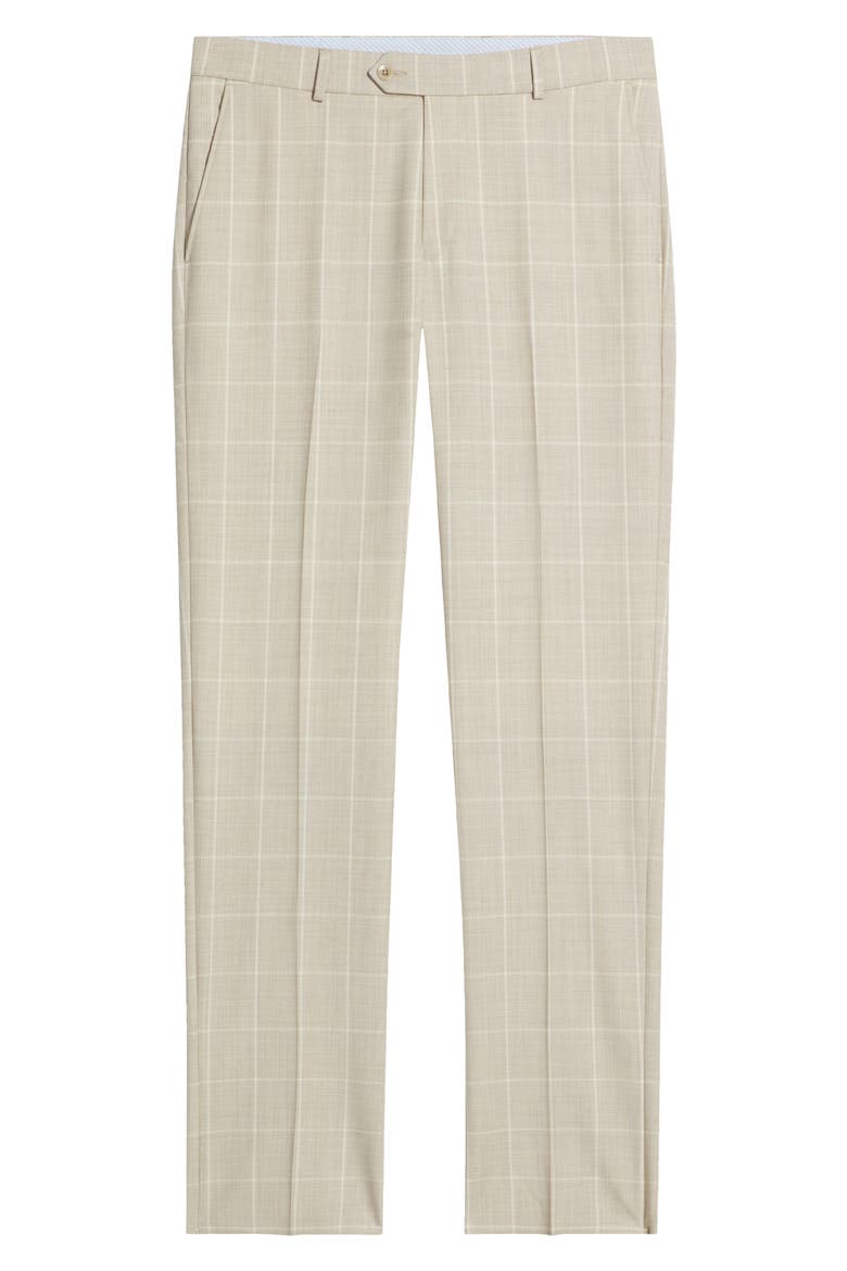 Windowpane Check Wool Dress Pants, Alternate, color, SAND
