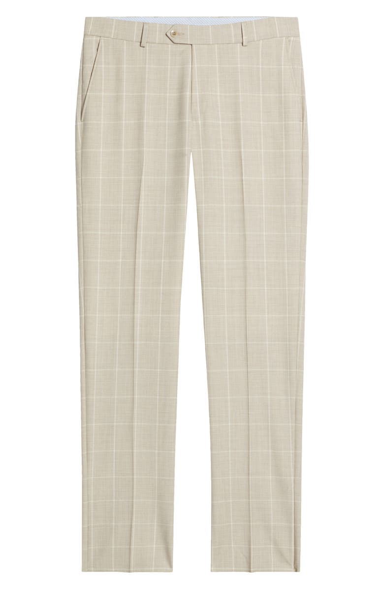 Berle Windowpane Check Wool Dress Pants, Alternate, color, Sand