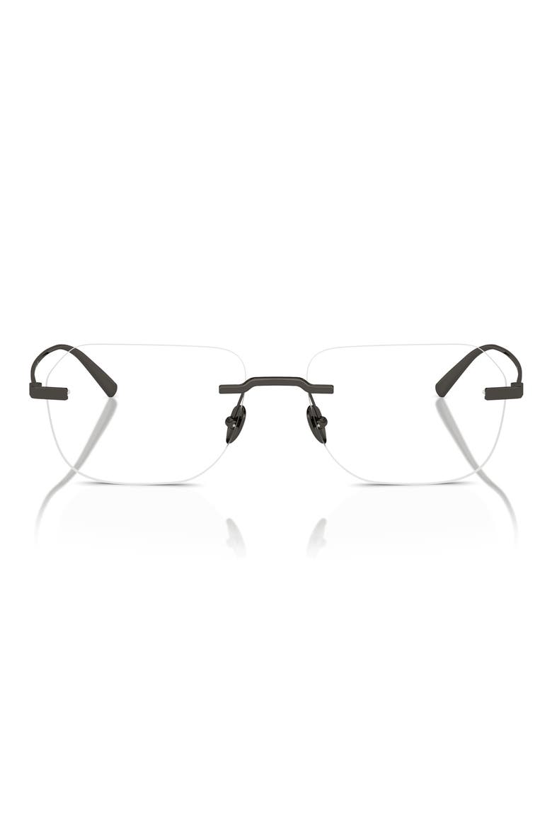 55mm Rimless Pillow Optical Glasses, Main, color, GUNMETAL / DEMO LENS