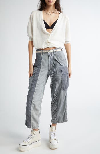 R13 Elbow Sleeve Balloon Bubble Hem Linen Cardigan | Nordstrom