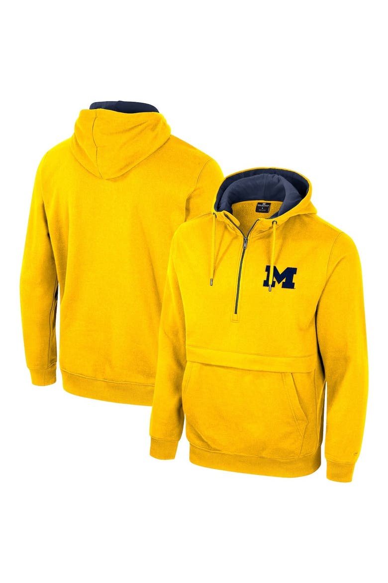 Men's Colosseum Maize Michigan Wolverines Half-Zip Hoodie, Main, color, Maize