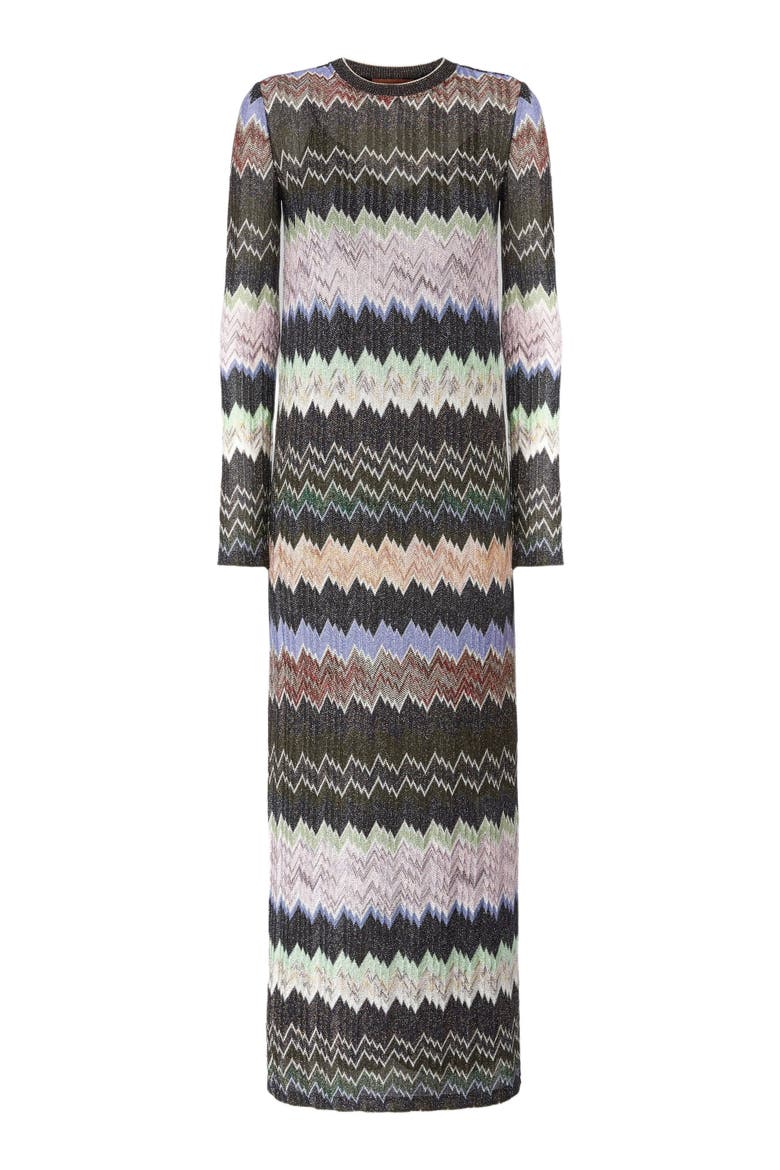 Long Dress In Viscose Lamé Snake Motif, Alternate, color, Multicoloured