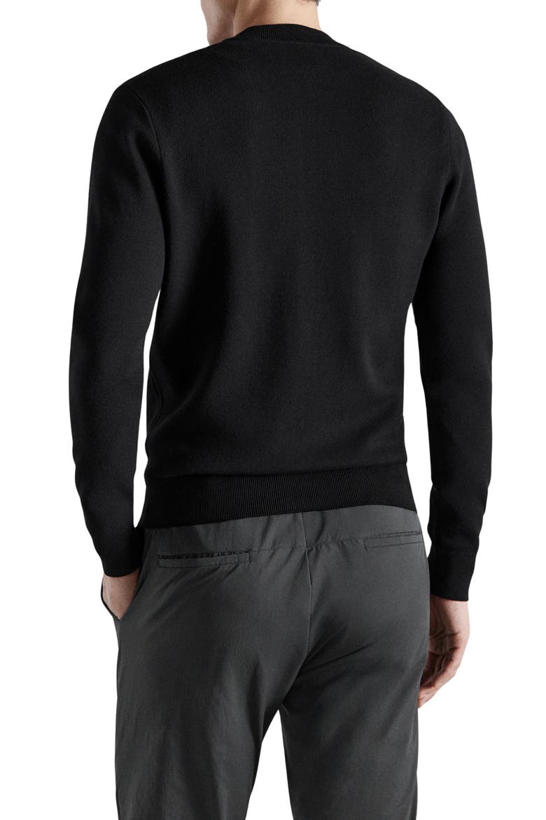 Comfort Stretch Crewneck Zip Cardigan, Alternate, color, BLACK