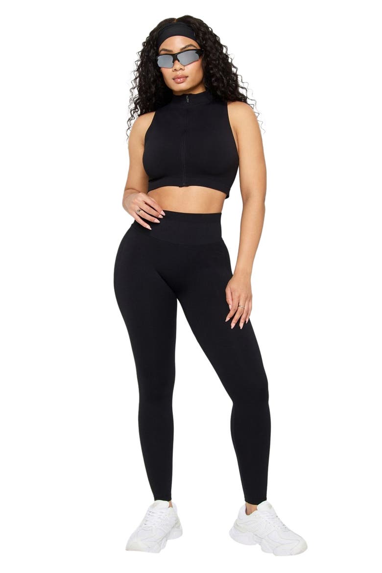 Seamless Scrunch High-Waisted Legging, Alternate, color, Black