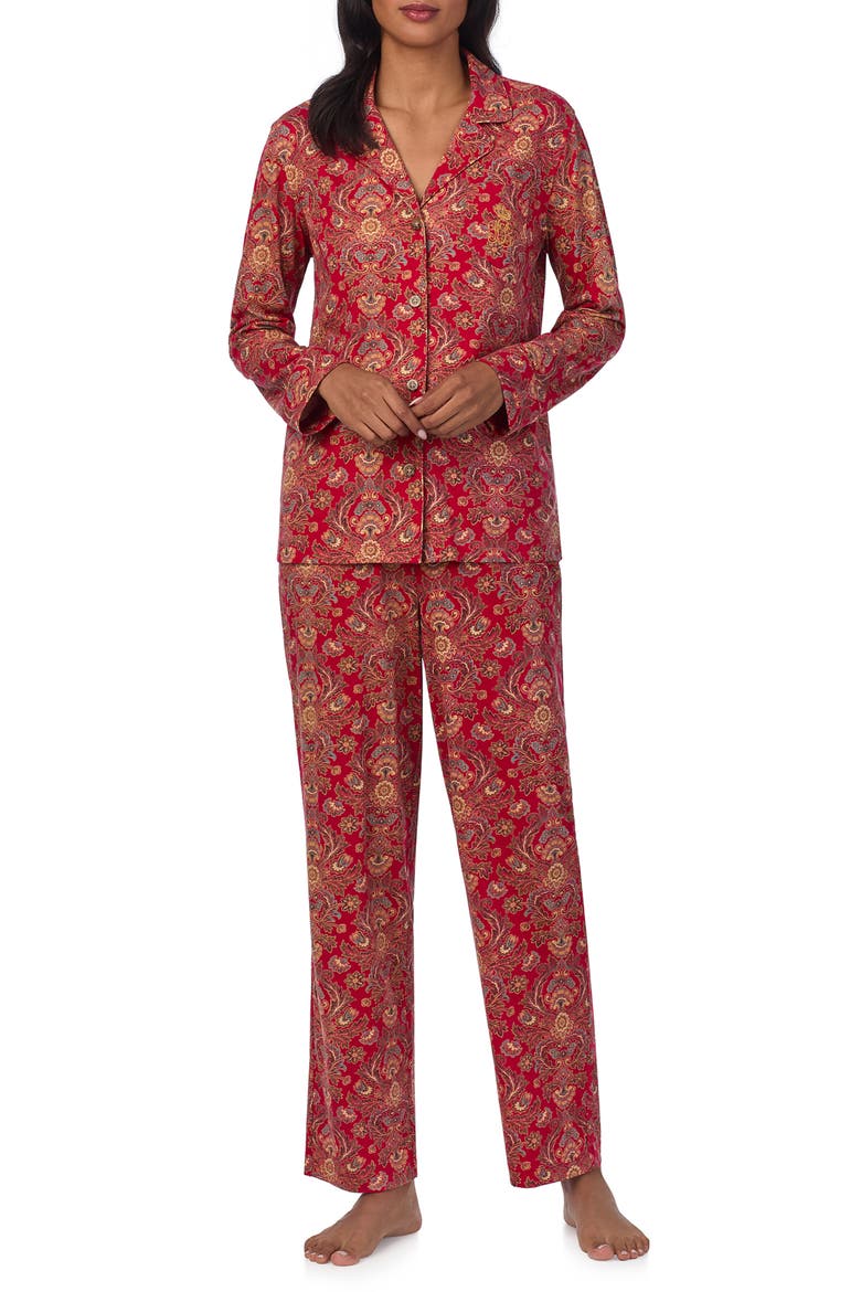 Print Cotton Blend Pajamas, Main, color, RED/ PAIS