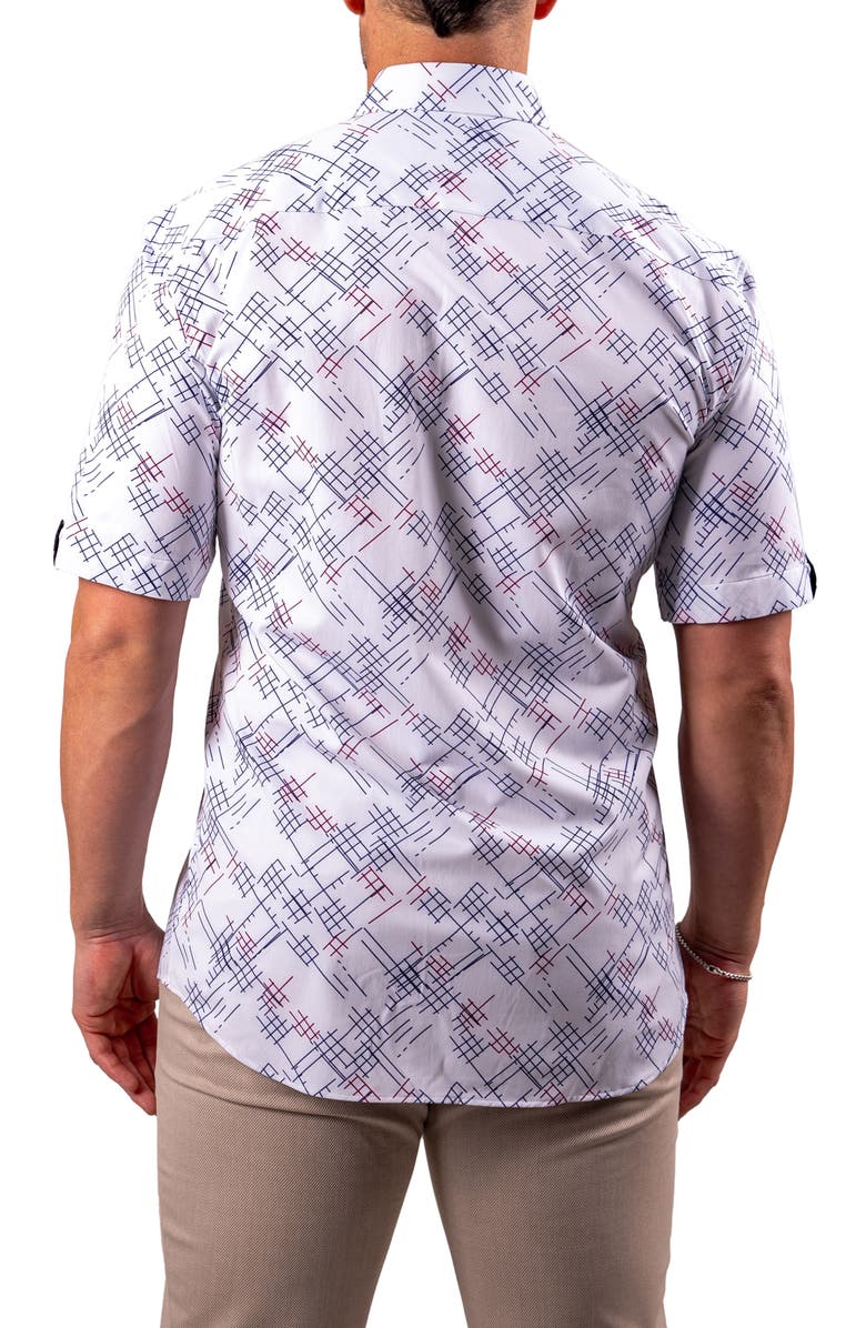 Maceoo Galileo Resistance Hatch Print Short Sleeve Button-Up Shirt, Alternate, color, 
