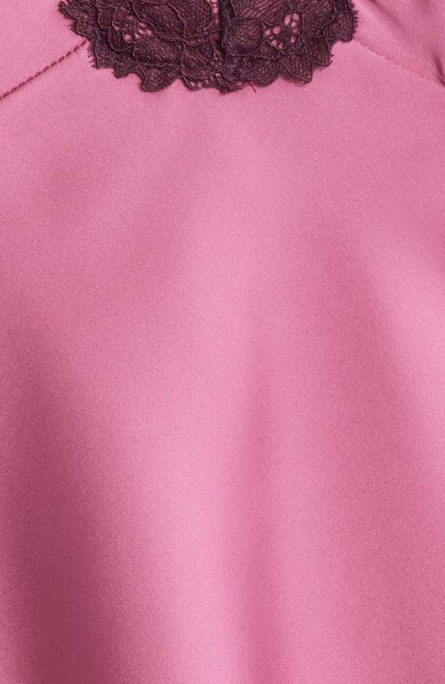 Open Edit Lace Trim Satin Short Pajamas In Pink