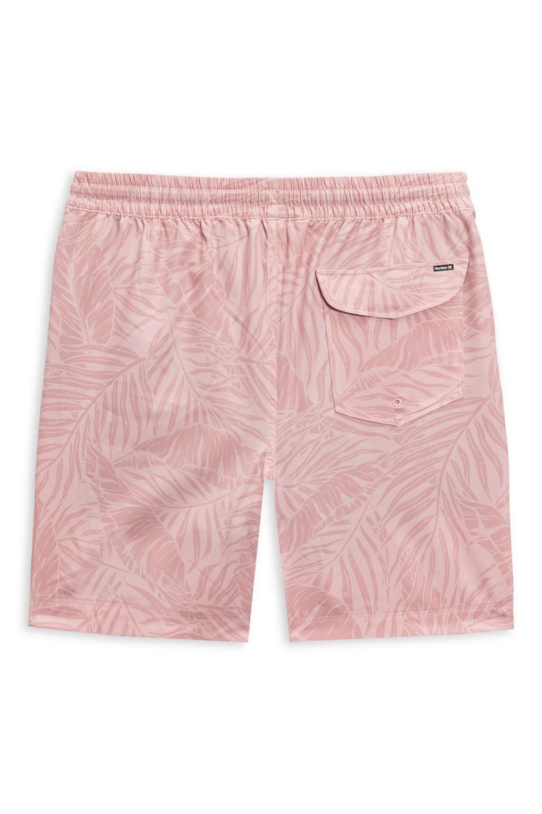 Tropic Leaves Volley Swim Shorts, Alternate, color, DARK BEIGE